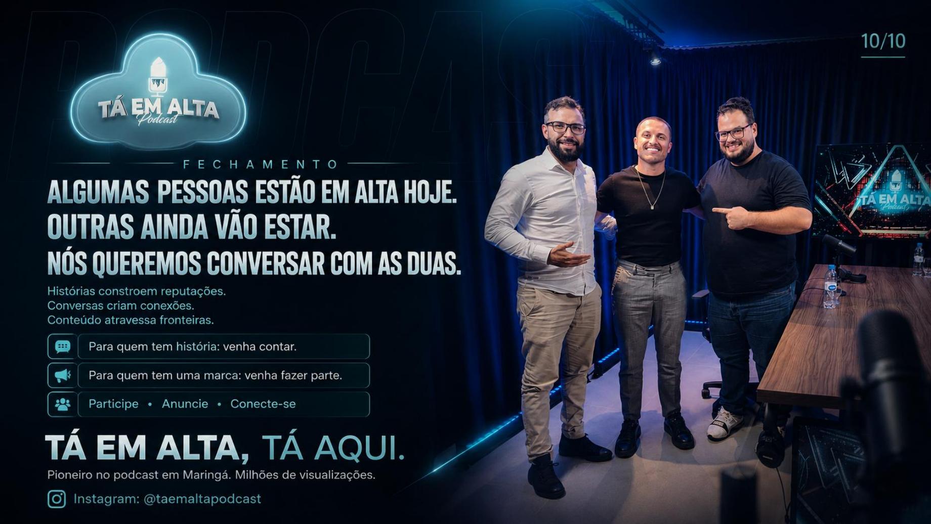 Apresentadores do Tá em Alta durante a gravação no estúdio